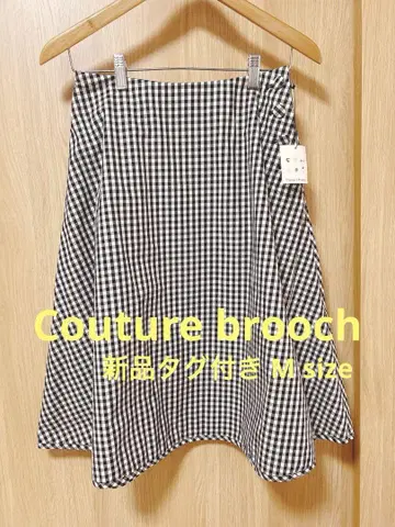 [ 새상품 ] couture brooch 깅엄 체크 플레어 스커트 M
