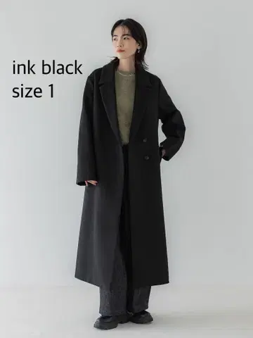 crewre 조절 울 롱 코트 ink black size 1