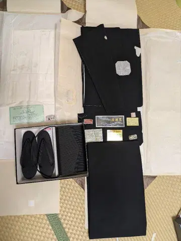 블랙 실크 기모노 상복 조리 포함