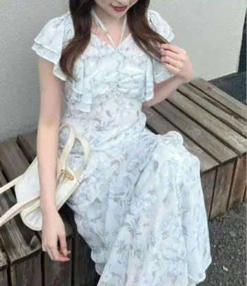 rienda 프릴 플라워 롱 원피스