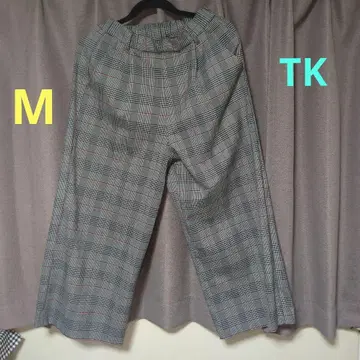 TK M 사이즈 체크 무늬 와이드 팬츠