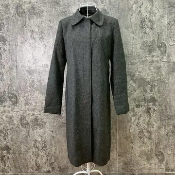 미쉘클랑 스탠칼라 롱 코트 울 혼방 일본제 그레이(40)