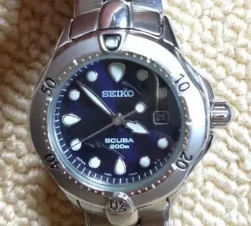 [ 작동품 ] SEIKO SCUBA 여성용 손목시계 쿼츠 블루 다이얼