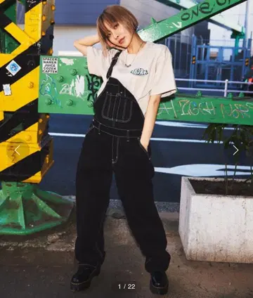 [ X-girl ] 블랙 데님 오버롤
