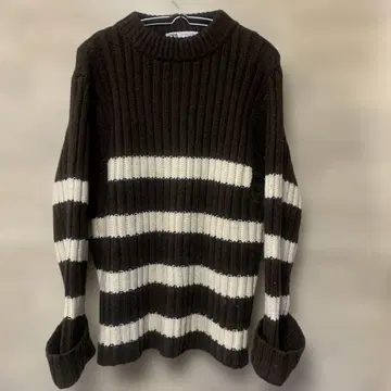ZARA 브라운 화이트 보더 니트 스웨터 M-L
