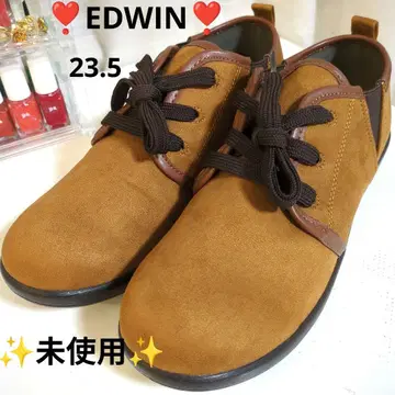 미사용품 EDWIN 브라운 스웨이드 레이스업 23.5