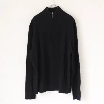 J.CREW 케이블 니트 하프 지퍼 니트 XL 울 블랙