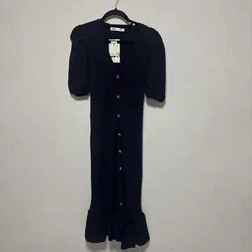ZARA 네이비 버튼 달린 롱 원피스
