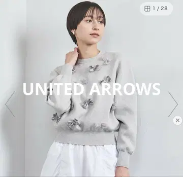 UNITED ARROWS 그레이 리본 장식 긴팔 니트