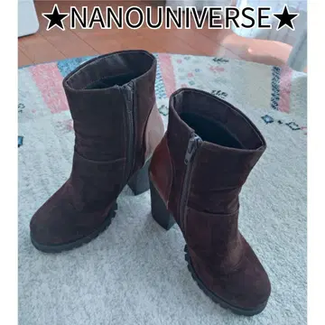 NANO UNIVERSE 숏 부츠 스웨이드 와이드 힐
