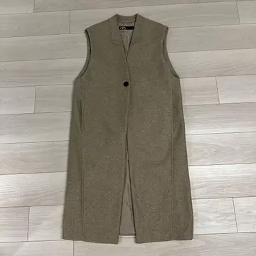 ZARA 노카라 베이지 롱 베스트 XS