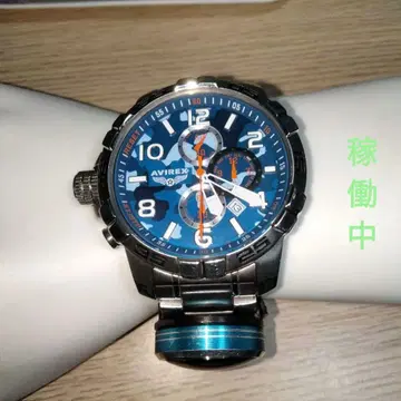 AVIREX 크로노그래프 자동 시계 파랑