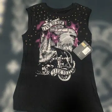 HARLEY-DAVIDSON 스터드 T셔츠 XS 블랙