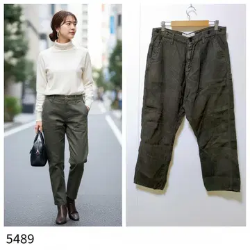 브로캔트 린넨 팬츠 루즈핏 테이퍼드 내추럴 카키 계열 일본제