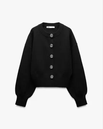 ZARA 버튼 니트 가디건 블랙