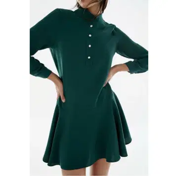 ZARA 원피스 에메랄드 그린 비쥬