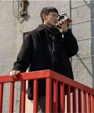 M 기모 하프 코트 블랙