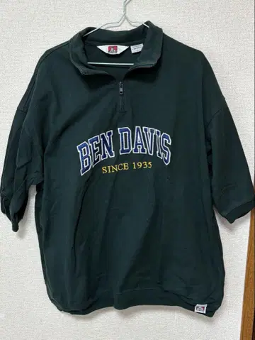 BEN DAVIS 하프 지퍼 맨투맨 티셔츠 그린