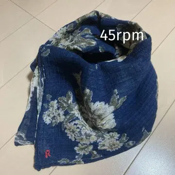 45rpm 빈티지 네이비 나염 꽃무늬 네이비 스톨 거즈