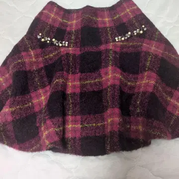 핑크 계열 체크 플레어 스커트