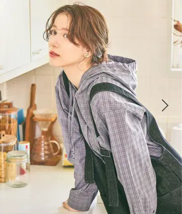 [ days ] 후드 셔츠 블루 체크