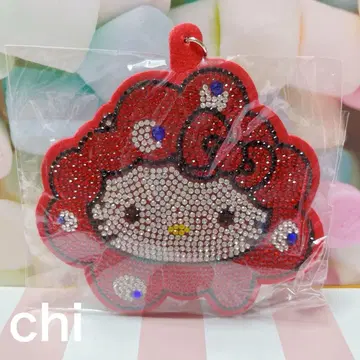 오사카 만박 키라키라 가죽 키링 키티
