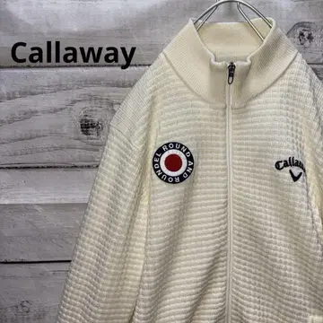 Callaway 풀 집업 니트 블루종 로고 자수 와펜 방풍 골프