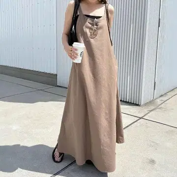 코튼 린넨 탱크탑 롱 드레스
