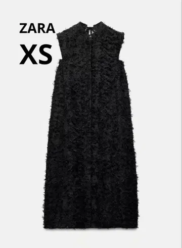 새상품 ZARA 프린지 볼륨 미디 기장 원피스 XS bibiy