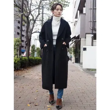 MURUA 무루아 더블 부클레 코트 블랙