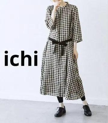 ICHI 이치 나츄란 별주 린넨 깅엄 체크 원피스