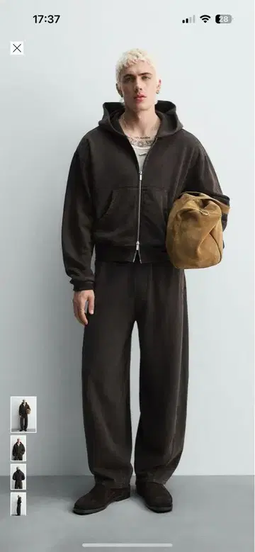 ZARA 크롭 핏 후디 브라운 S 사이즈