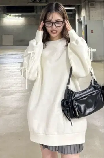 rienda 리본 슬리브 속기모 미니 원피스