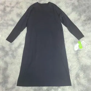 새상품/택 포함 수축 다마 컬렉션 롱 원피스 네이비 다크 네이비 LL