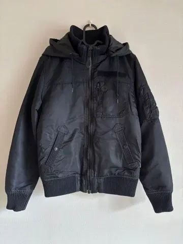 ALPHA TA1049 후디드 리브 자켓 MA-1 블랙 S