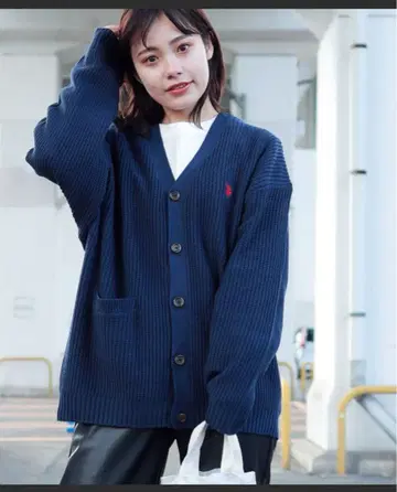 U.S. POLO ASSN 별주 빅 실루엣 니트 가디건
