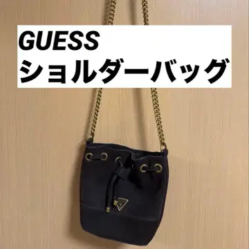 GUESS 다크 브라운 스웨이드 가죽 숄더백 Y2K