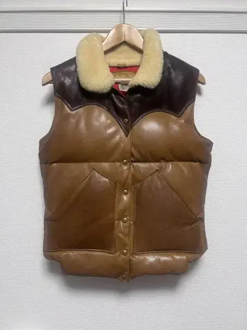 70s Rocky Mountain 올 가죽 다운 베스트