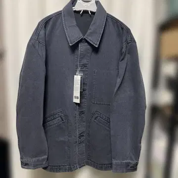 택 포함 새상품 UNIQLO 오버 사이즈 컬러 데님 자켓 XL Gray