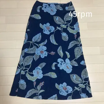 45rpm 빈티지 인디고 네이비 나염 꽃무늬 롱 스커트 사이즈 2