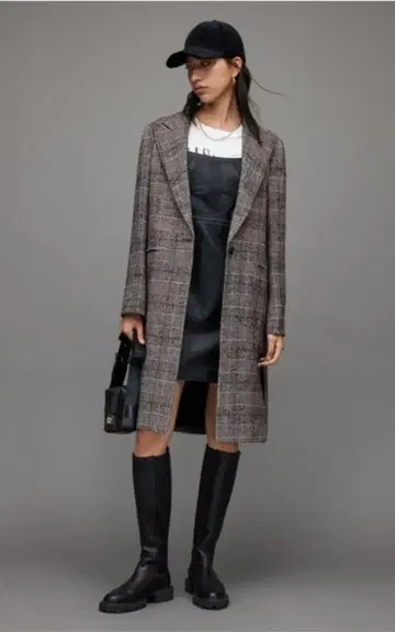ALLSAINTS 체크 패턴 롱 코트