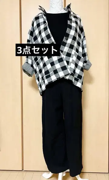 SM2 체크 자켓 팬츠 (살로펫) MUJI 7부 소매 니트 3종 세트