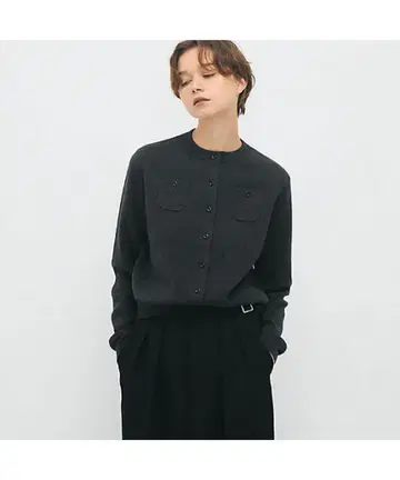 캬바쿠라 코튼 캐시미어 크루넥 가디건