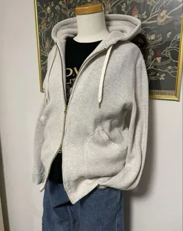 와플 원단 후드티