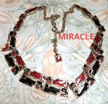 MIRACLE 미라클 레드 & 블랙 에나멜 빈티지 목걸이