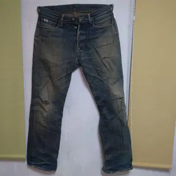 스트레이트 데님 블루 데미지 있음