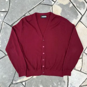 70s USA제 PINE STATE 버건디 아크릴 니트 가디건