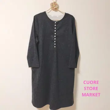 쿠오레 스토어 마켓 울 혼방 하프 오픈 원피스