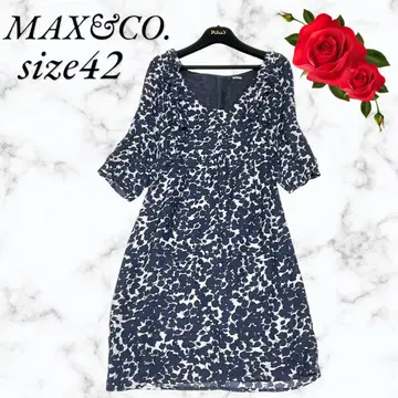 [ 새상품급 ] Max&Co. 올 패턴 프릴 롱 원피스 네이비 42