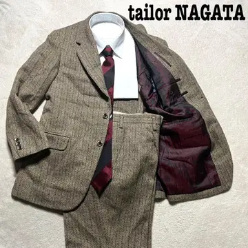 tailor NAGATA 오더 브라운 헤링본 프리 1턱